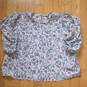Chic 100% Cotton Floral Print Women's Blouse